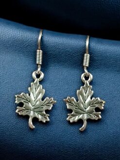 German silver leaf earrings for daily wear.
