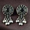 Silver plated stone and pearl stud earrings for daily wear.