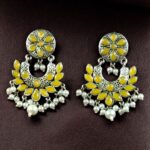 Bulk 240 Handcrafted Unique Dangler Earrings | Elegant Traditional Stone & Pearl Detailing Jewelry - "Yellow"