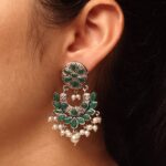 Handcrafted Unique Dangler Earrings | Elegant Traditional Stone & Pearl Detailing Jewelry