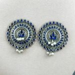Bulk 200 Daily Wear Oxidized Round Stud Earrings | Pearl & Stone Detailing Amazing Earring For Girls - "Blue"