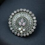 Bulk 182 Traditional Pearl & Stone Work Oxidized Adjustable Ring | Vintage Look Ethnic Perfect Jewelry For Girls - "Baby Pink"