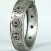 Silver plated traditional flower design openable kada for women.