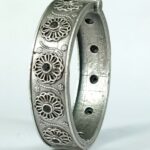 Bulk 148 Stylish Traditional Flower Kada | Silver Plated Openable Ethnic Bangle - "Black"