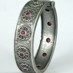 Bulk 154 Stylish Traditional Flower Kada | Silver Plated Openable Ethnic Bangle - "Red"