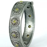 Bulk 160 Stylish Traditional Flower Kada | Silver Plated Openable Ethnic Bangle - "Yellow"