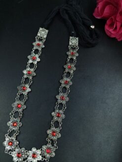 Handcrafted Flower Necklace | German Silver Ethnic Thread Jewelry