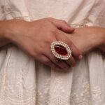 Bulk 138 Beautiful Gold Plated Adjustable Ring | Monalisa Stone & Pearl Work Jewelry For Women - "Red"