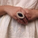 Bulk 134 Beautiful Gold Plated Adjustable Ring | Monalisa Stone & Pearl Work Jewelry For Women - "Blue"