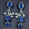 Beautiful Oxidized Flower Earring | Silver Replica Ethnic Stone Work Dangler Jewelry for Girls 14 Oxidized silver replica flower dangler earrings with stone work