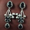 Beautiful Oxidized Flower Earring | Silver Replica Ethnic Stone Work Dangler Jewelry for Girls 12 Oxidized silver replica flower dangler earrings with stone work