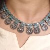 Beautiful Peacock Choker Necklace Set | Stone Work Silver Touch Ethnic Wear Jewelry 8 Peacock choker necklace set for women.