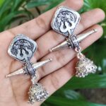 Traditional German Silver Jhumki Dangler Earrings for Women with Elegant Ethnic Design