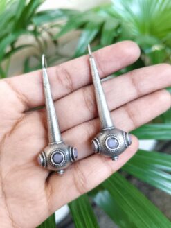 Trendy Silver Plated Hook Earrings with Stone Design for Women’s Stylish Look