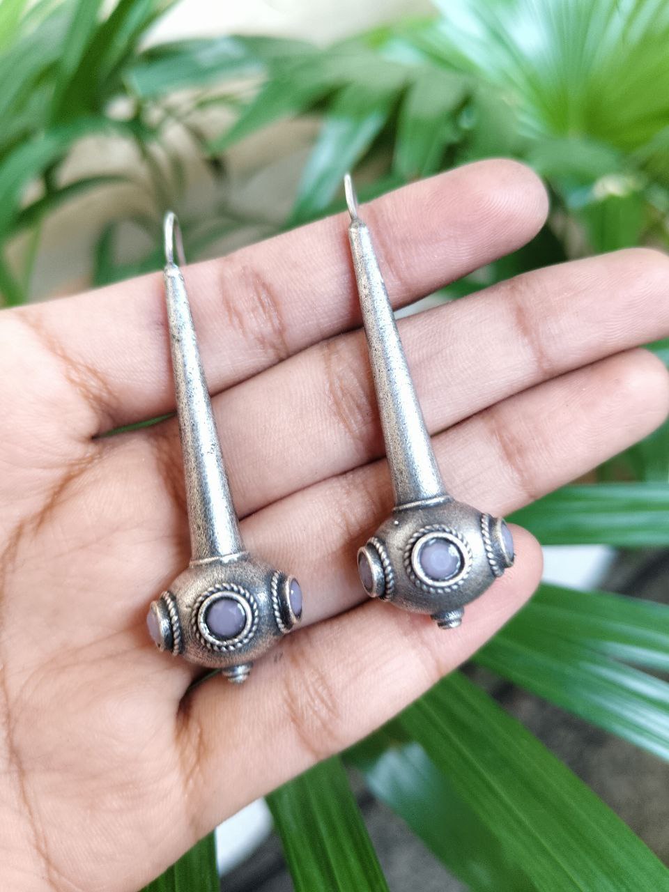 Trendy Silver Plated Hook Earrings with Stone Design for Women’s Stylish Look 1 Trendy Silver Plated Hook Earrings with Stone Design for Women’s Stylish Look