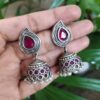 Elegant Silver Plated Jhumki Dangler Earrings with Beautiful Stone and Pearl Work Design 6 photo 2025 11 07 12 11 23 2