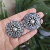 Beautiful Oxidized Silver Replica Round Stud Earrings | Handmade Best Jewelry 8 Handmade oxidized silver replica round stud earrings for women