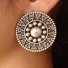 Beautiful Oxidized Silver Replica Round Stud Earrings | Handmade Best Jewelry 7 Handmade oxidized silver replica round stud earrings for women
