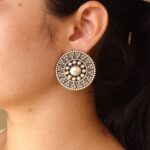 Beautiful Oxidized Silver Replica Round Stud Earrings | Handmade Best Jewelry
