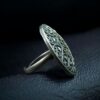 Oxidized silver heart design adjustable ring for women