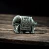 Oxidized silver adjustable elephant design ring for women