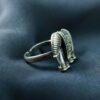 Oxidized silver adjustable elephant design ring for women