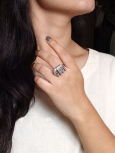 Stylish Oxidized Silver Elephant Ring | Adjustable Everyday Wear Perfect Jewelry for Girls