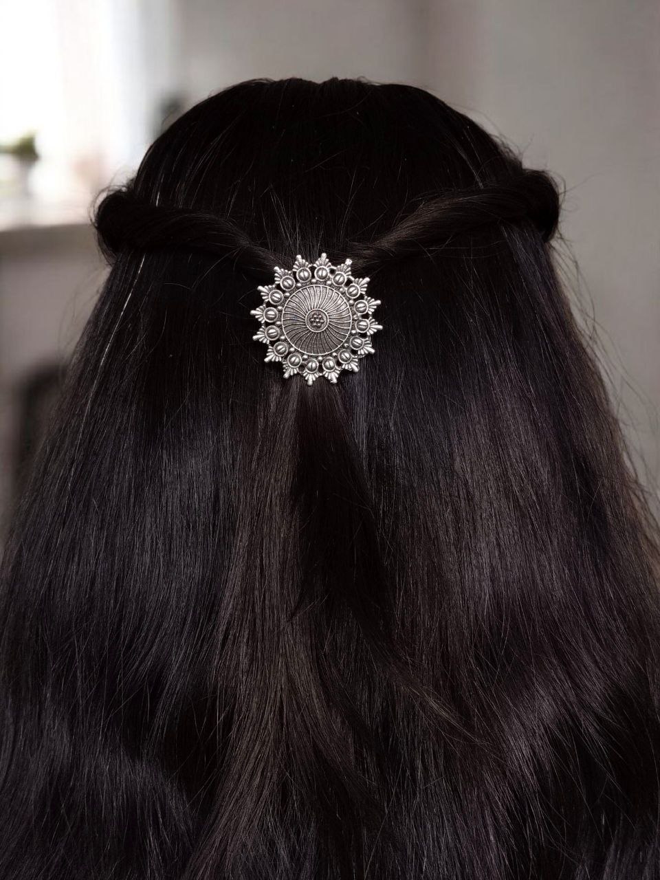 Handcrafted Oxidized Hair Pin | Unique Ethnic Silver Replica Jewelry Design 2 Handcrafted oxidized silver replica ethnic design hair pin