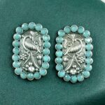 Bulk 48 Beautiful Peacock Stud Earrings | Silver Replica Oxidized Stone Jewelry for Daily Wear - "Mint"