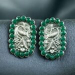Bulk 62 Beautiful Peacock Stud Earrings | Silver Replica Oxidized Stone Jewelry for Daily Wear - "Green"