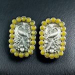 Bulk 52 Beautiful Peacock Stud Earrings | Silver Replica Oxidized Stone Jewelry for Daily Wear - "Yellow"