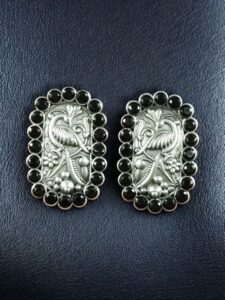 Beautiful Peacock Stud Earrings | Silver Replica Oxidized Stone Jewelry for Daily Wear - color: "Black"