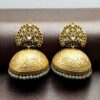 Gold plated Meenakari peacock jhumka earrings with pearl danglers