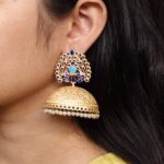 Elegant Meenakari Peacock Jhumka Earrings | Gold Plated Pearl Dangler Ethnic Perfect Jewelry For Girls