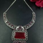 Antique Finish Elephant Hasli Necklace | Floral Art Stone and Pearl Ethnic Jewelry