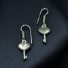 Handmade oxidized german silver heart key dangler hook earrings