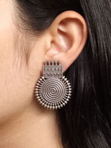 Designer Unique Stud Earrings | Silver Replica Daily Look Jewelry for Girls