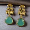 Gold plated Monalisa stone vintage look dangler earrings for women