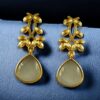 Gold plated Monalisa stone vintage look dangler earrings for women