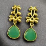 Bulk 302 Trendy Gold Plated Earrings | Monalisa Stone Vintage Look Beautiful Dangler Jewelry - "MInt"