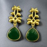 Bulk 288 Trendy Gold Plated Earrings | Monalisa Stone Vintage Look Beautiful Dangler Jewelry - "Green"