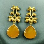 Bulk 292 Trendy Gold Plated Earrings | Monalisa Stone Vintage Look Beautiful Dangler Jewelry - "Yellow"