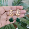 Gold plated Monalisa stone vintage look dangler earrings for women