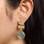 Trendy Gold Plated Earrings | Monalisa Stone Vintage Look Beautiful Dangler Jewelry