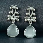 Bulk 282 Vintage Look Silver Replica Earrings | Leaf Design Dangler Perfect Jewelry for Women - "Grey"
