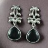 Vintage look silver replica leaf design oxidized dangler earrings