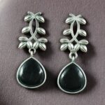 Bulk 284 Vintage Look Silver Replica Earrings | Leaf Design Dangler Perfect Jewelry for Women - "Black"