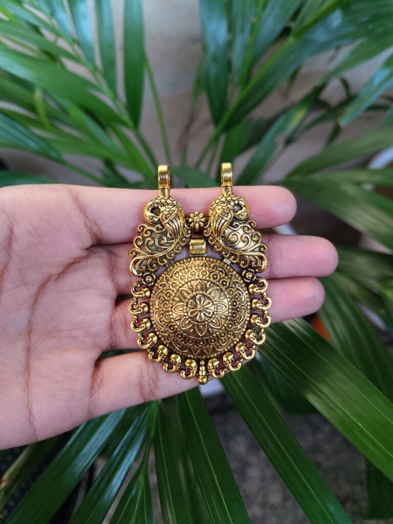 Gold Plated German Silver Peacock Pendant Raw Material for Premium Jewelry Making Designs