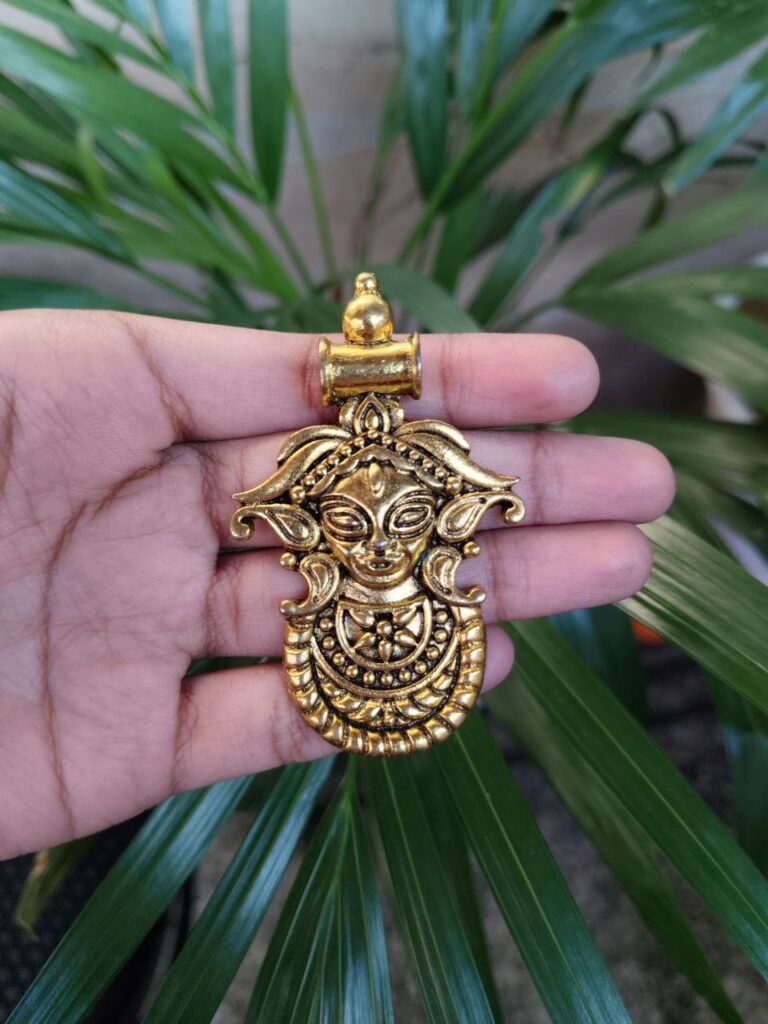 Maa Durga Gold Plated Pendant for Traditional Designer Jewelry Making Craft Projects