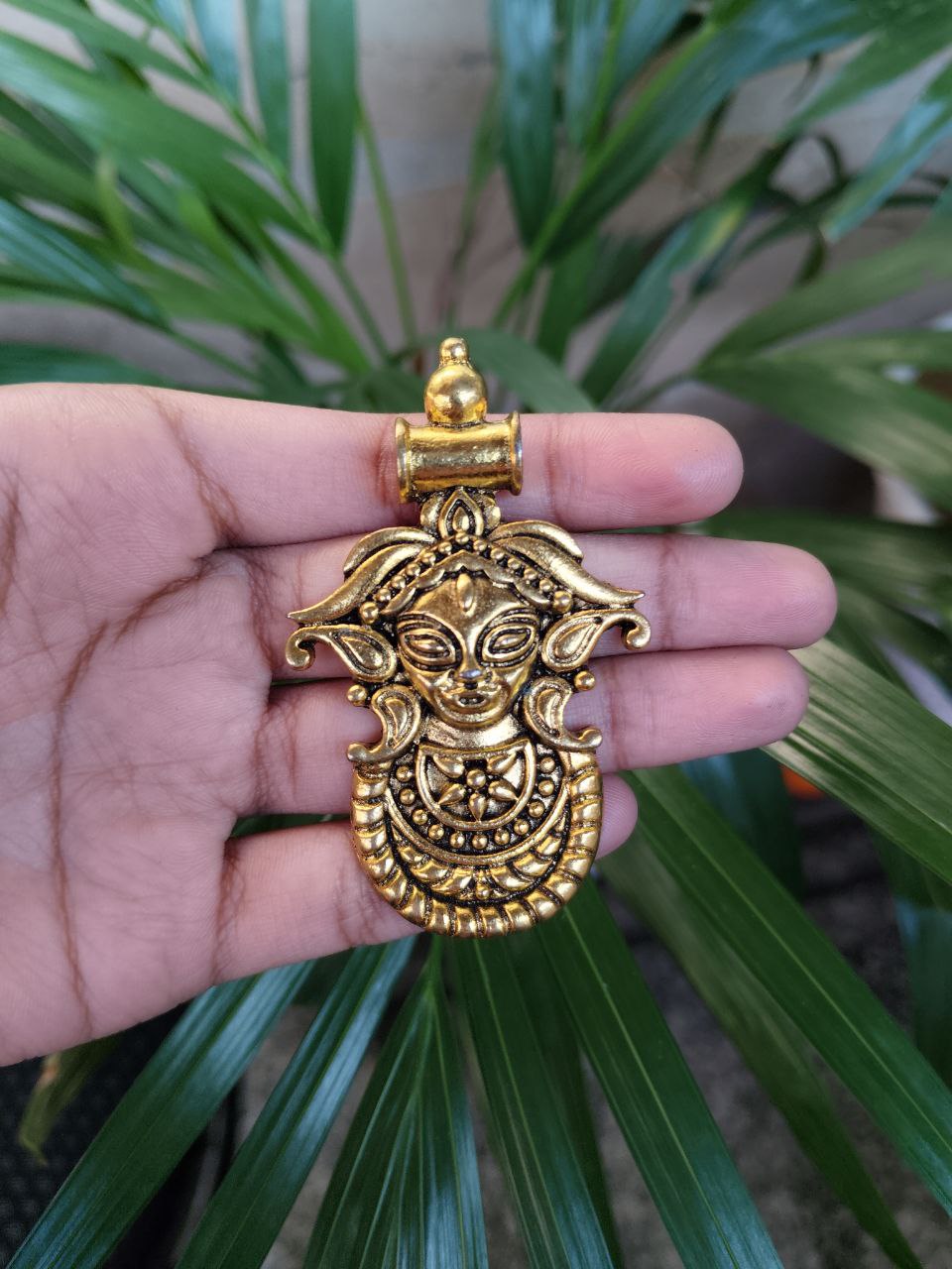 Maa Durga Gold Plated Pendant for Traditional Designer Jewelry Making Craft Projects 1 Maa Durga Gold Plated Pendant for Traditional Designer Jewelry Making Craft Projects